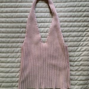 S, light pink halter crop top